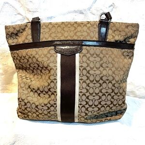 Coach Mini Signature Stripe File Tote Bag F27008